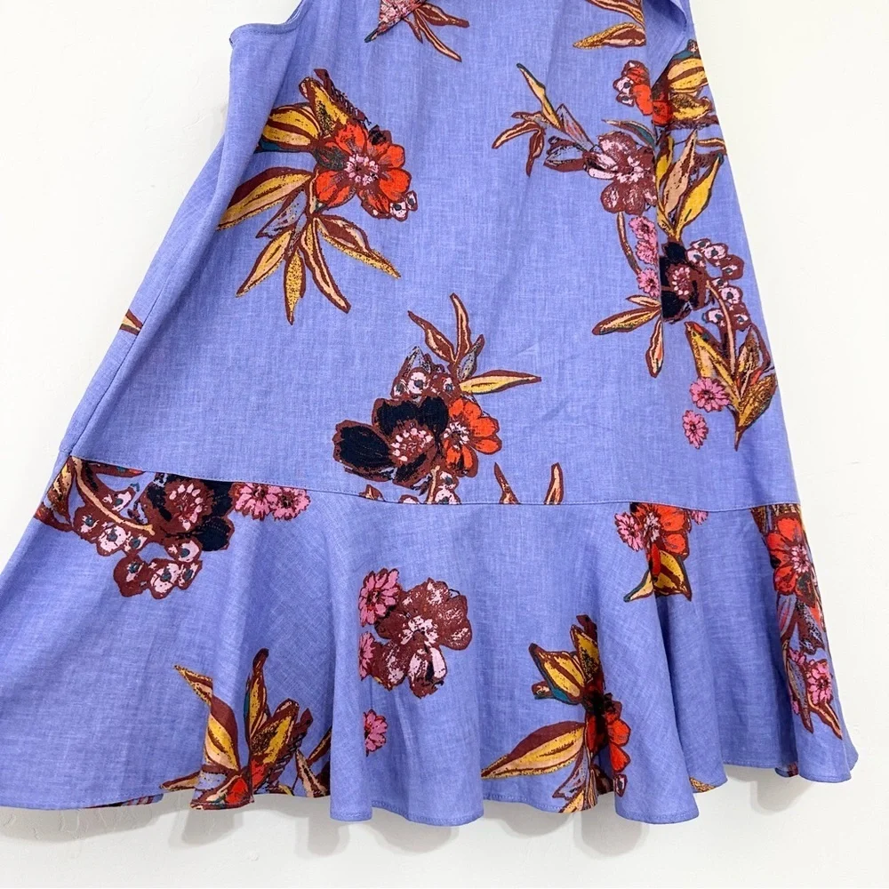 Free People Summer in Tulum Linen Blend Tunic Blue